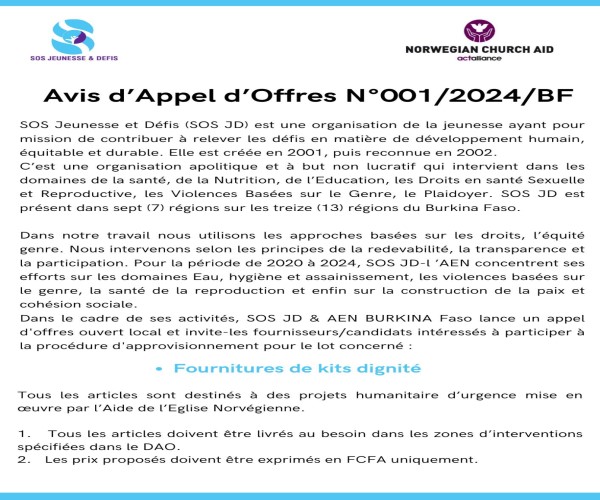 Avis d’Appel d’Offres N°001/2024/BF